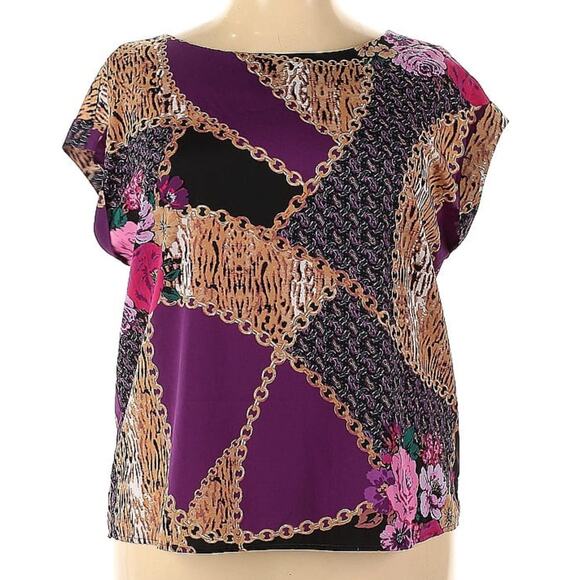 Jaclyn Smith Graphic Patchwork Sleeveless Blouse Size XXL - Picture 1 of 2
